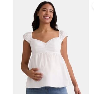 Time‎ and Tru Maternity Cap Sleeve Babydoll Top XL (16–18) White New Nwt